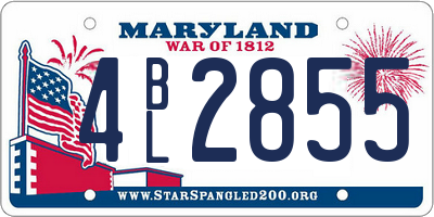 MD license plate 4BL2855