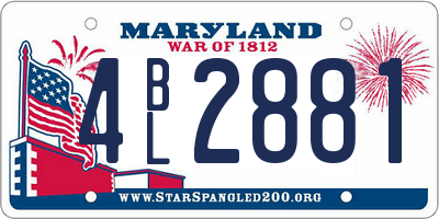MD license plate 4BL2881