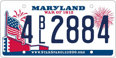 MD license plate 4BL2884