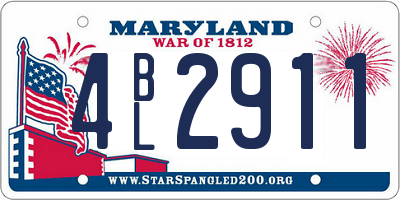 MD license plate 4BL2911
