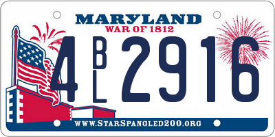MD license plate 4BL2916