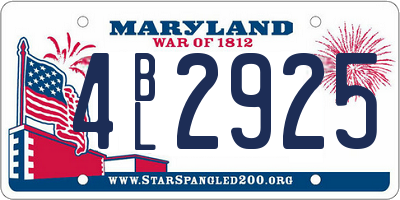 MD license plate 4BL2925