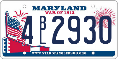 MD license plate 4BL2930