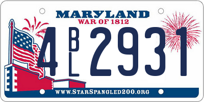 MD license plate 4BL2931