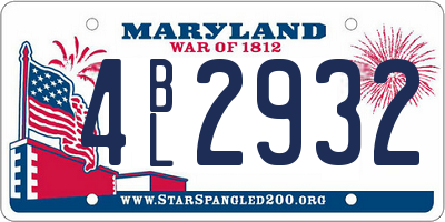 MD license plate 4BL2932