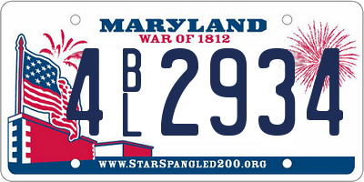 MD license plate 4BL2934