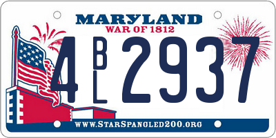 MD license plate 4BL2937