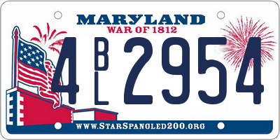 MD license plate 4BL2954