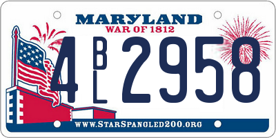 MD license plate 4BL2958
