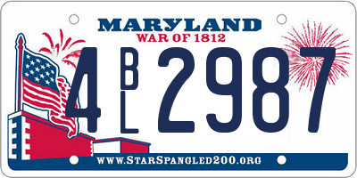 MD license plate 4BL2987