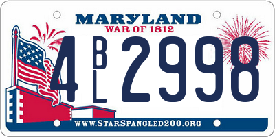 MD license plate 4BL2998