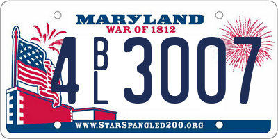 MD license plate 4BL3007