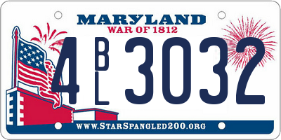 MD license plate 4BL3032