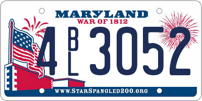 MD license plate 4BL3052