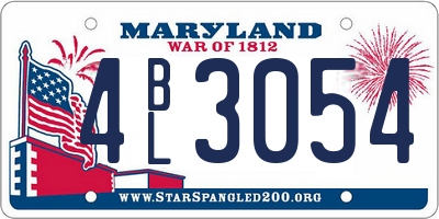 MD license plate 4BL3054