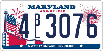MD license plate 4BL3076