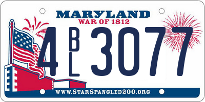 MD license plate 4BL3077