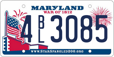 MD license plate 4BL3085