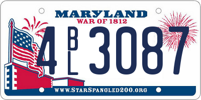MD license plate 4BL3087