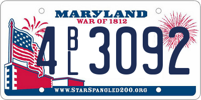 MD license plate 4BL3092