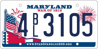 MD license plate 4BL3105