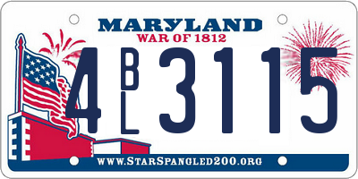 MD license plate 4BL3115
