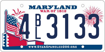 MD license plate 4BL3133