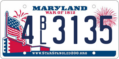 MD license plate 4BL3135