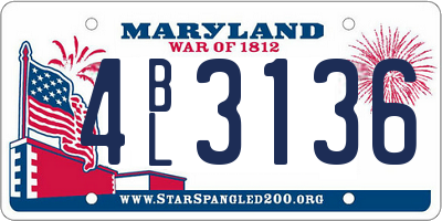 MD license plate 4BL3136