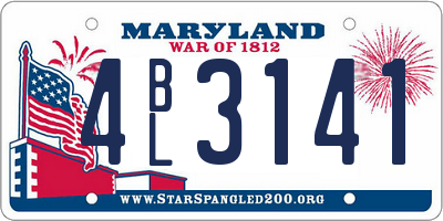 MD license plate 4BL3141