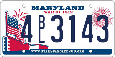 MD license plate 4BL3143