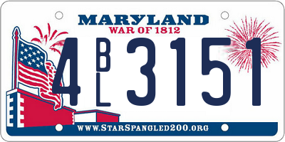 MD license plate 4BL3151