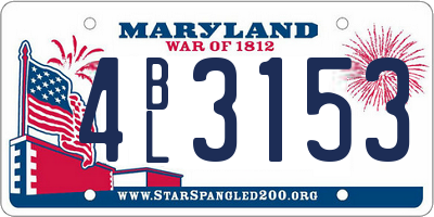 MD license plate 4BL3153