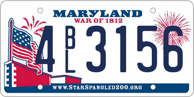 MD license plate 4BL3156