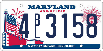 MD license plate 4BL3158