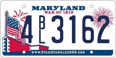 MD license plate 4BL3162