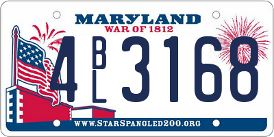MD license plate 4BL3168