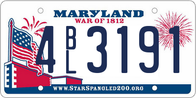 MD license plate 4BL3191