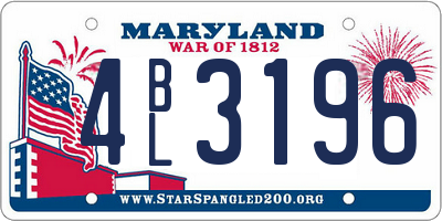 MD license plate 4BL3196