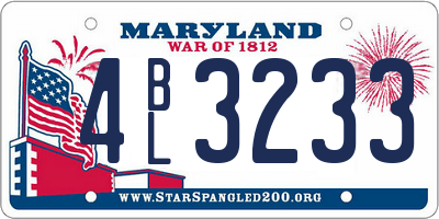 MD license plate 4BL3233