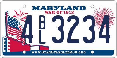 MD license plate 4BL3234