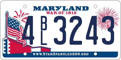 MD license plate 4BL3243