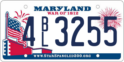 MD license plate 4BL3255