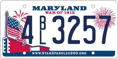 MD license plate 4BL3257