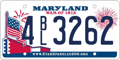 MD license plate 4BL3262