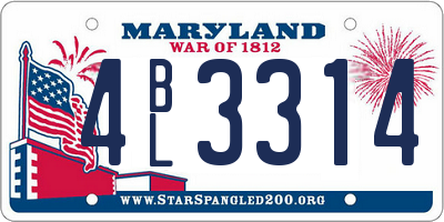 MD license plate 4BL3314