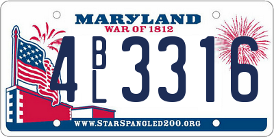 MD license plate 4BL3316