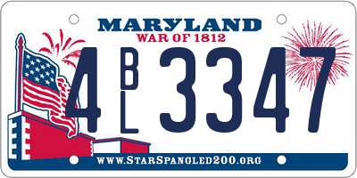 MD license plate 4BL3347