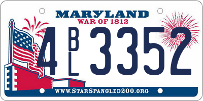 MD license plate 4BL3352