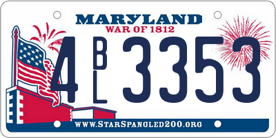MD license plate 4BL3353